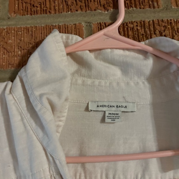 American Eagle White Cinched Cotton Midi Dress Size Medium - Picture 4 of 6